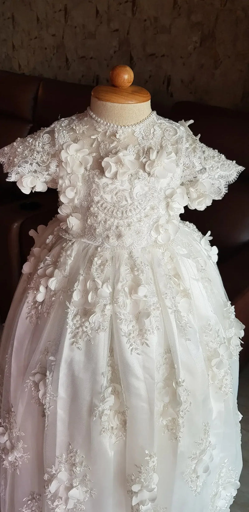 "Grace" Luxurious Lace Baptism Christening Gown