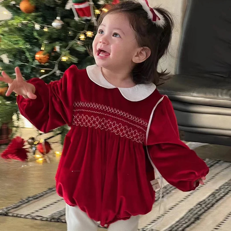 Elizabeth Smocked Holiday Red Bubble