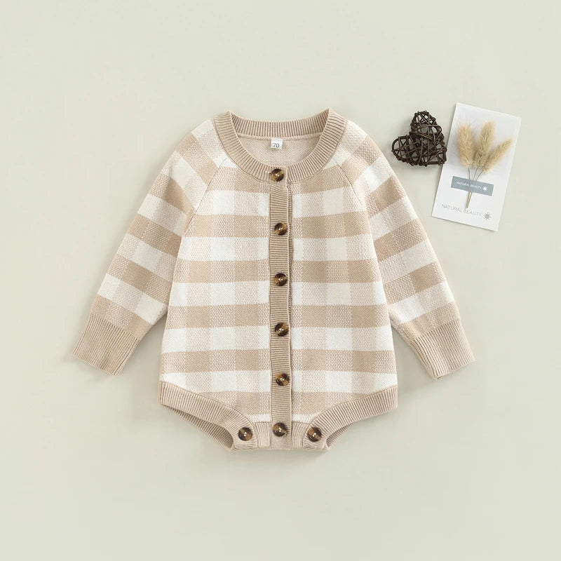 "Fallon" Plaid Knitted Romper