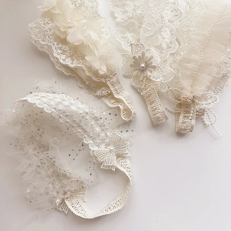 Lace Flowers Whimsical Elastic Headband: 9 Design Options