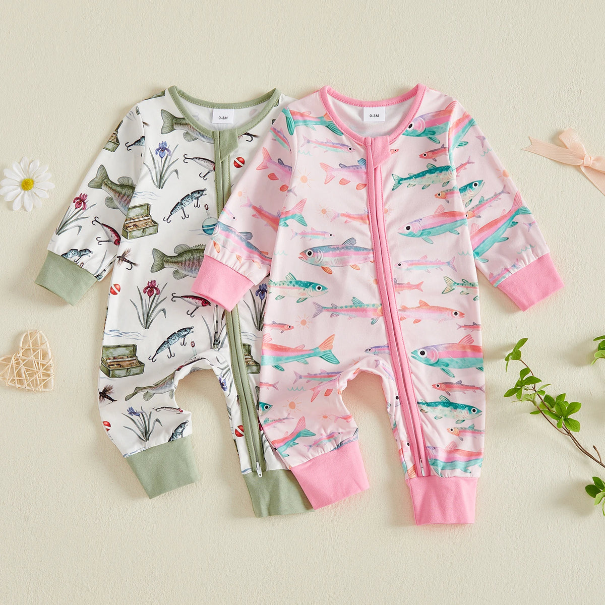One Fish, Two Fish Zippered Cotton Romper