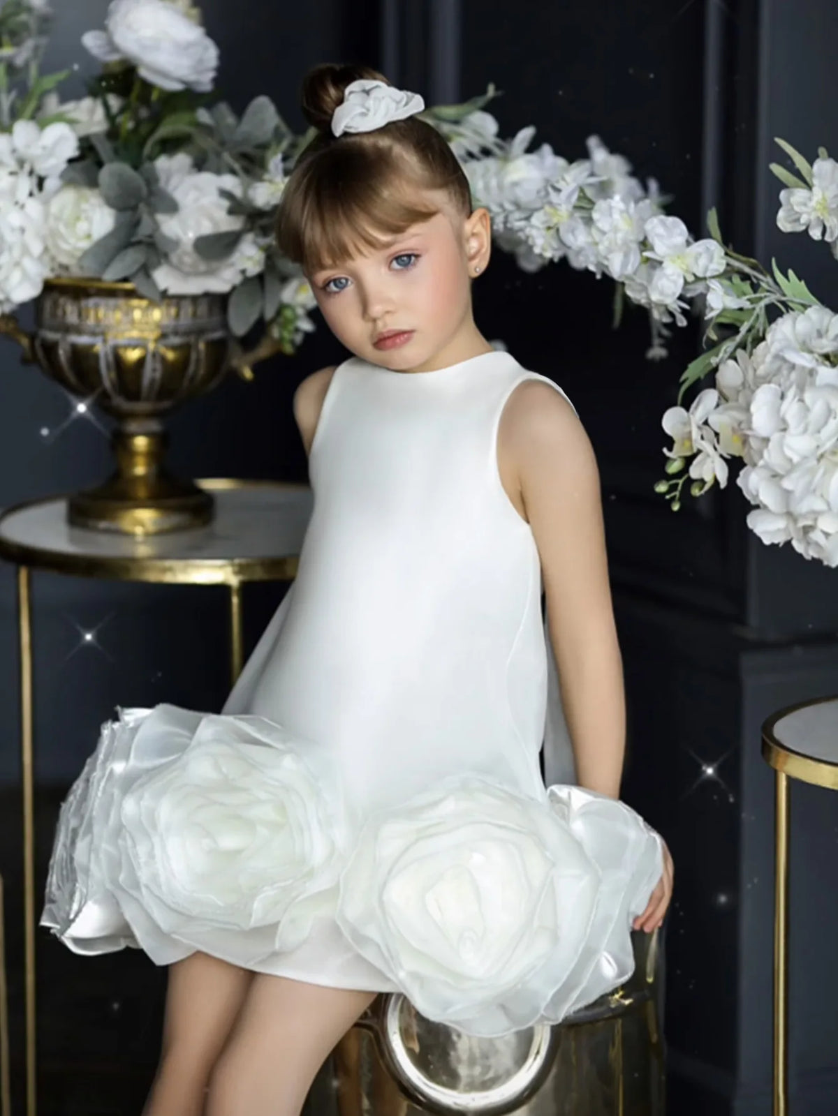 Lillian Marie Chic Girls White Formal Party Dress With Tulle Detail - The Palm Beach Baby Estimated 15 - 20 Shipping