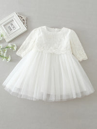 Emily White Lace Special Occasion Dress & Bonnet - The Palm Beach Baby Estimated 12 - 19 Day Shipping
