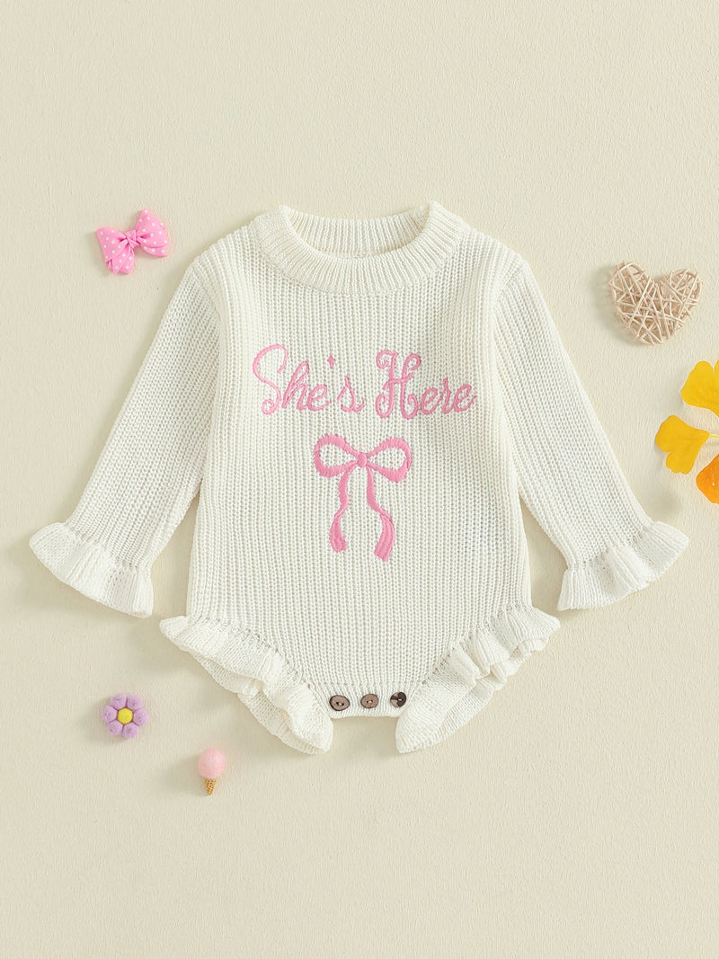She's Here Knitted Bow Baby Bubbles - 3 Adorable Colors