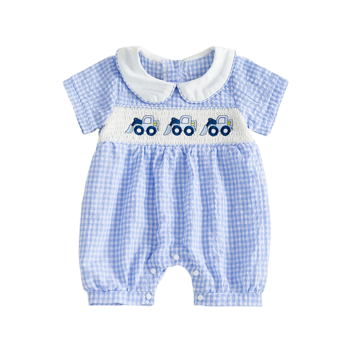 Smocked Cuties Seersucker Rompers Embroidered In 2 Kid-Worthy Designs - The Palm Beach Baby Estimated 13 - 20 Day Shipping
