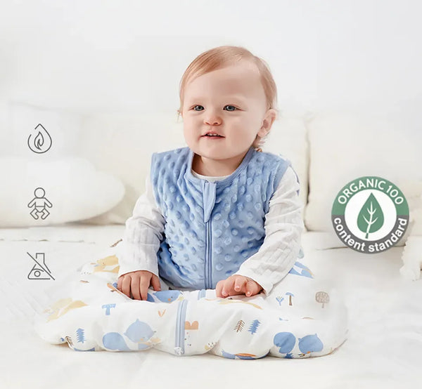 Cotton Sleepsack for Babies - Nature Print, Sleeveless, Anti-Kick Design for Better Sleep - The Palm Beach Baby
