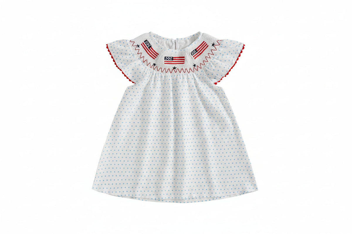 Pamela Patriotic A-Line Cute Summer Dress For Girls in 5 Adorable Designs - The Palm Beach Baby Estimated 20 - 30 Day Shipping