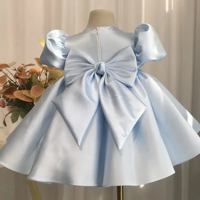 "Michelle" Elegant Beaded Dress in Princess Pink or Soft Blue - The Palm Beach Baby