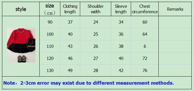 Size chart for the 'Morgan' Classic Knit Skirt Set, detailing measurements for different sizes to ensure a perfect fit for young girls.