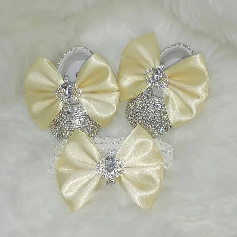 Baby Crystal Formal Shoes and Bow Set with Pink Bows - The Palm Beach Baby