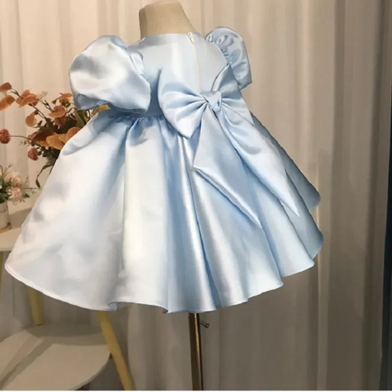 "Michelle" Elegant Beaded Dress in Princess Pink or Soft Blue - The Palm Beach Baby
