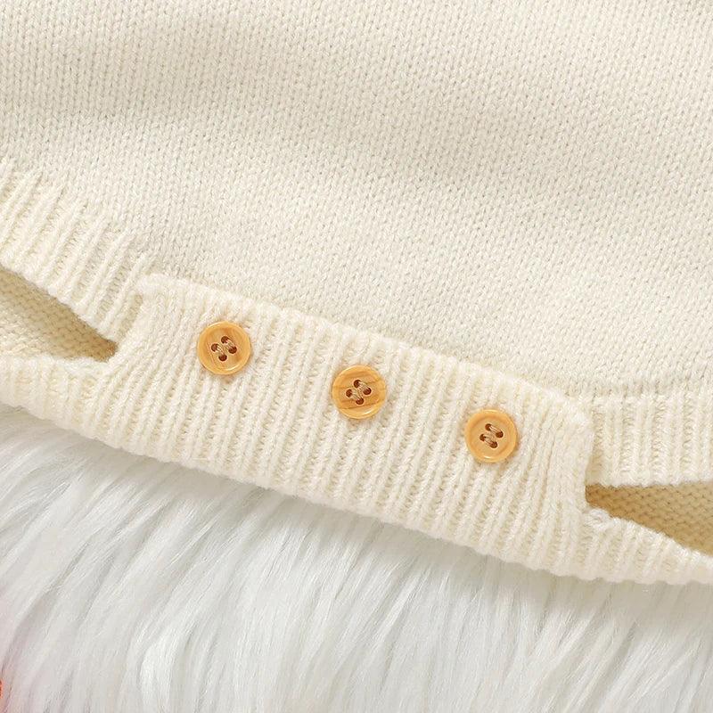 "Pumpkin Baby!" Adorable Knitted Baby Romper - Long-Sleeved - The Palm Beach Baby