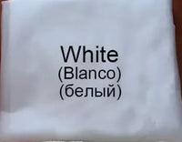 White fabric label displaying the color name in English, Spanish, and Russian text for Serena baby girls lace baptism dress.