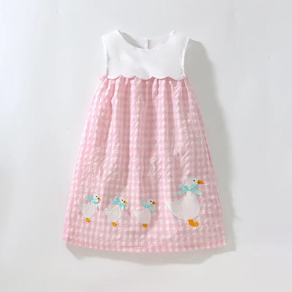 "Lisa-Marie" Adorable Duck Embroidered Smocked Party Dress for Girls - The Palm Beach Baby