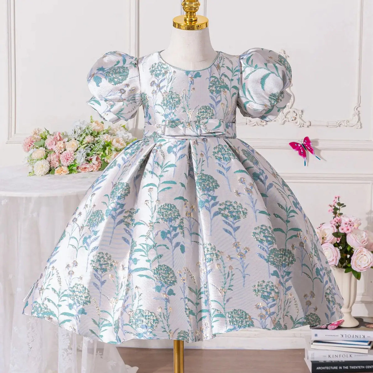 Danella Brocade Special Occasion Dress in 2 Elegant Colors - The Palm Beach Baby Estimated 12 -21 Day Shipping