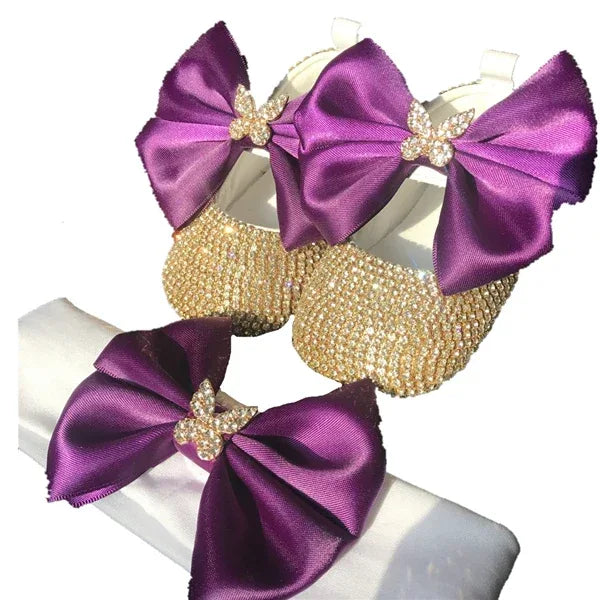 Elegant Rhinestone Crown Shoes & Headpiece Set for Babies - The Palm Beach Baby