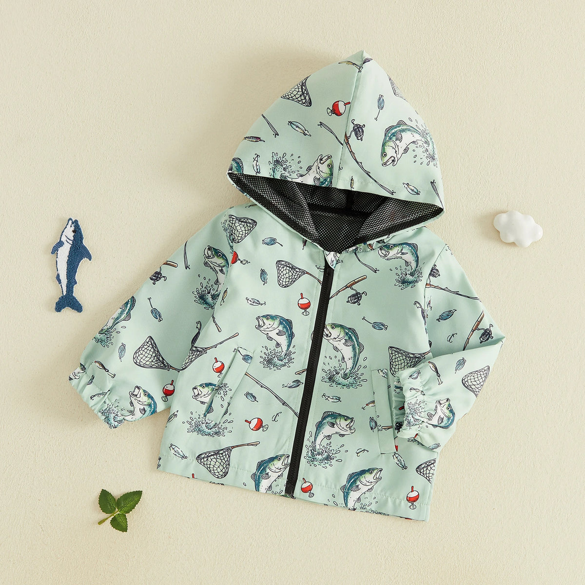 Gone Fishing Lightweight Boys Hooded Jacket