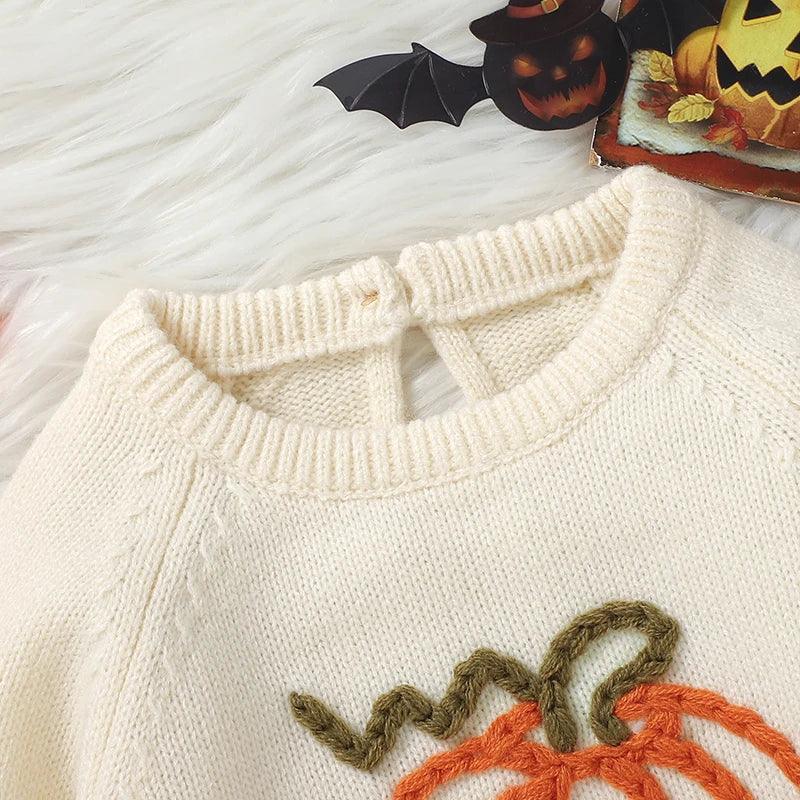 "Pumpkin Baby!" Adorable Knitted Baby Romper - Long-Sleeved - The Palm Beach Baby