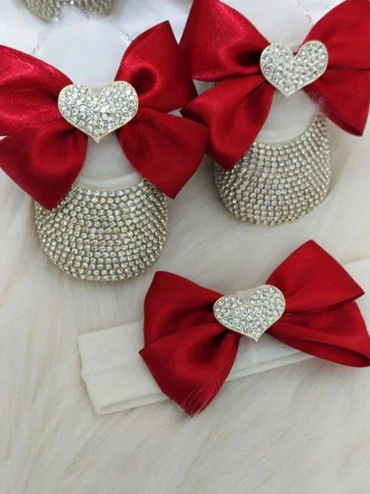 Baby Crystal Formal Shoes and Bow Set with Pink Bows - The Palm Beach Baby