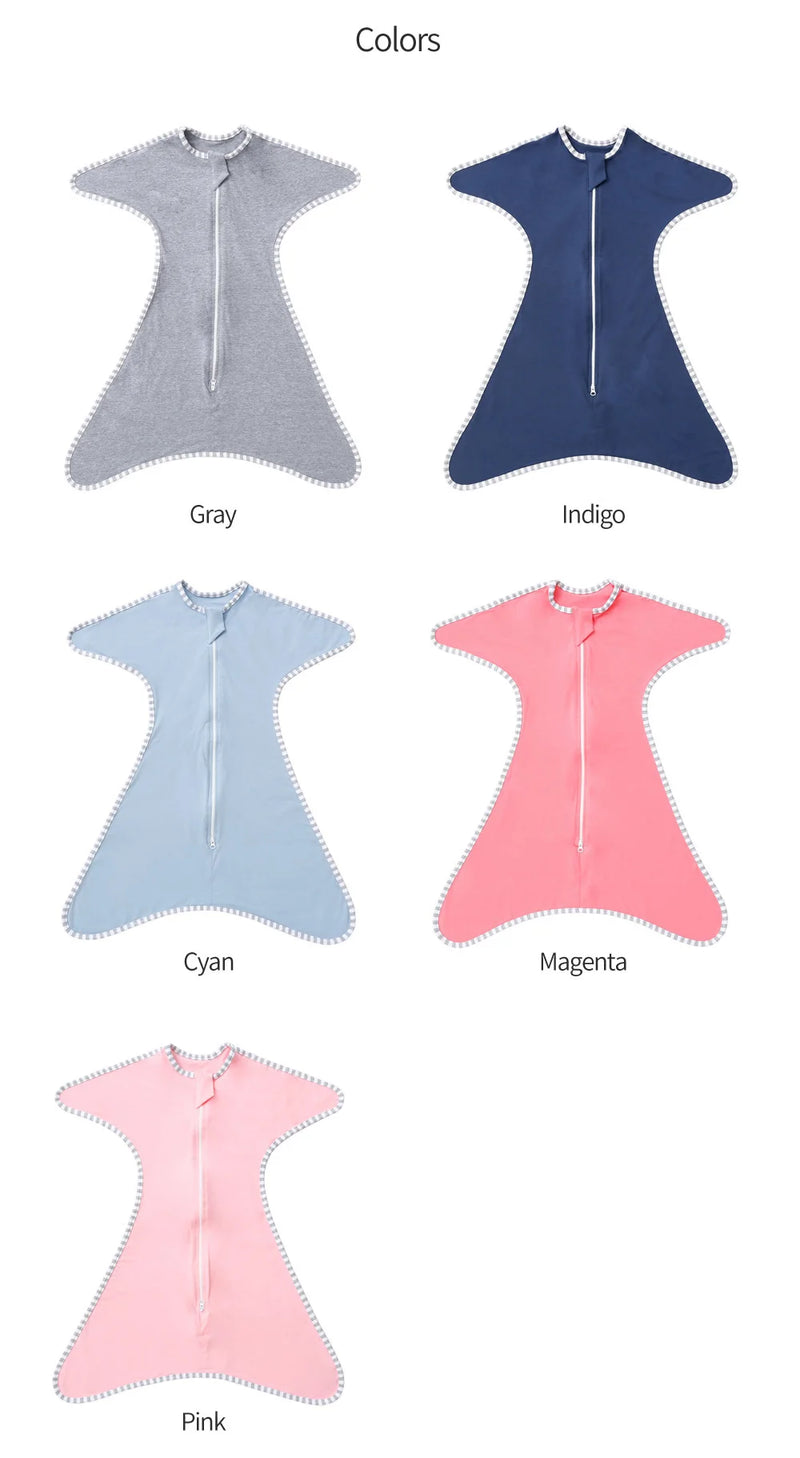 Color options showcasing Cozy Cotton Anti-Kick Calming Baby Sleeping Sacks in various styles for babies.