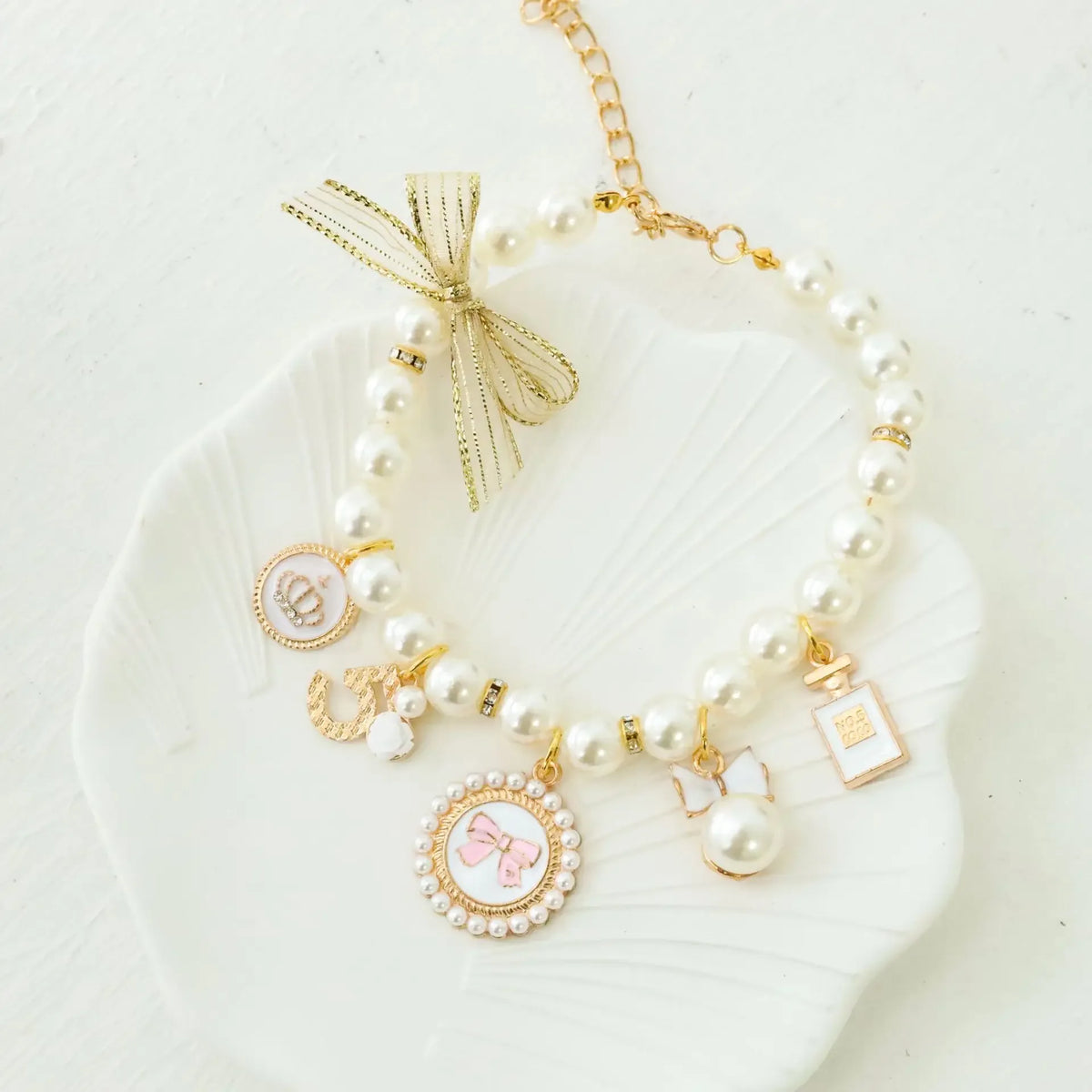 DIVA Pet - Pet Faux Pearl Necklace - 2 Elegant Colors - The Palm Beach Baby