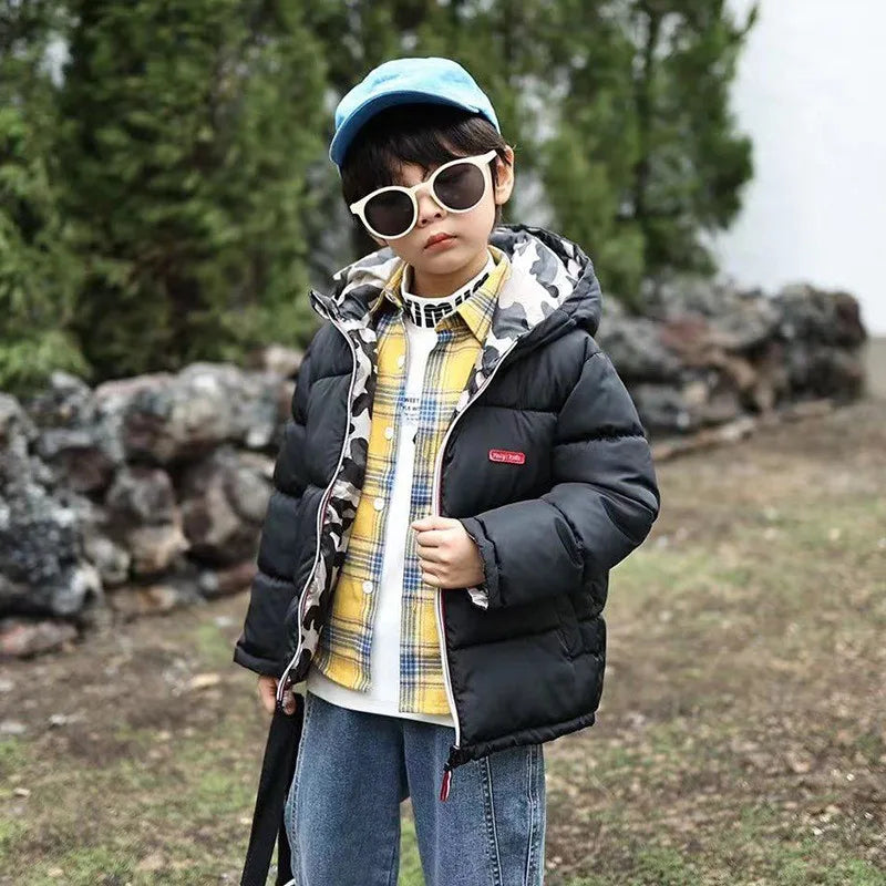 Toasty-Warm Reversible Hooded Boy's Jacket