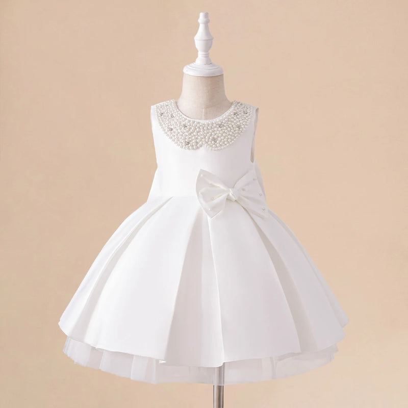 Elegant "Simone" Beaded White Occasion Dress