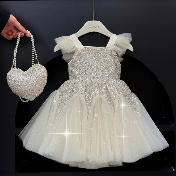 Natasha Shimmering Sequined Party Dress for Girls