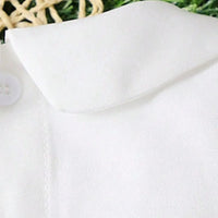 White boys baptism outfit featuring a turn-down Peter Pan collar and combed cotton fabric in Wentworth white.
