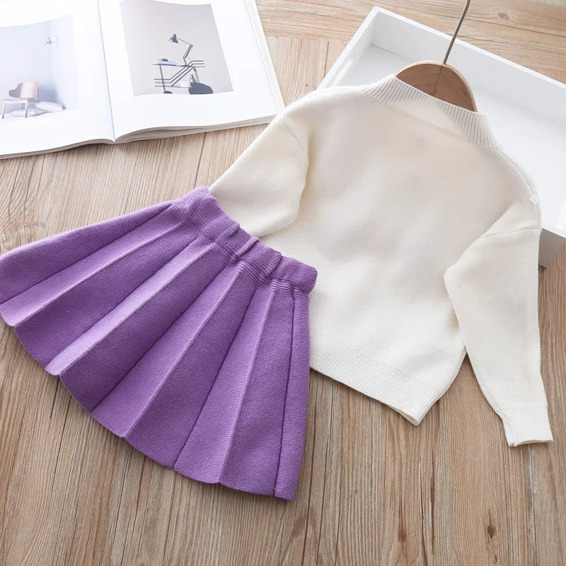 Lizie 2 Piece Crocheted K nit Skirt Set for Girls