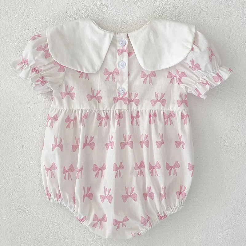 Bow Baby Bubble - Sweet Lace Collar - 3 to 24 Months