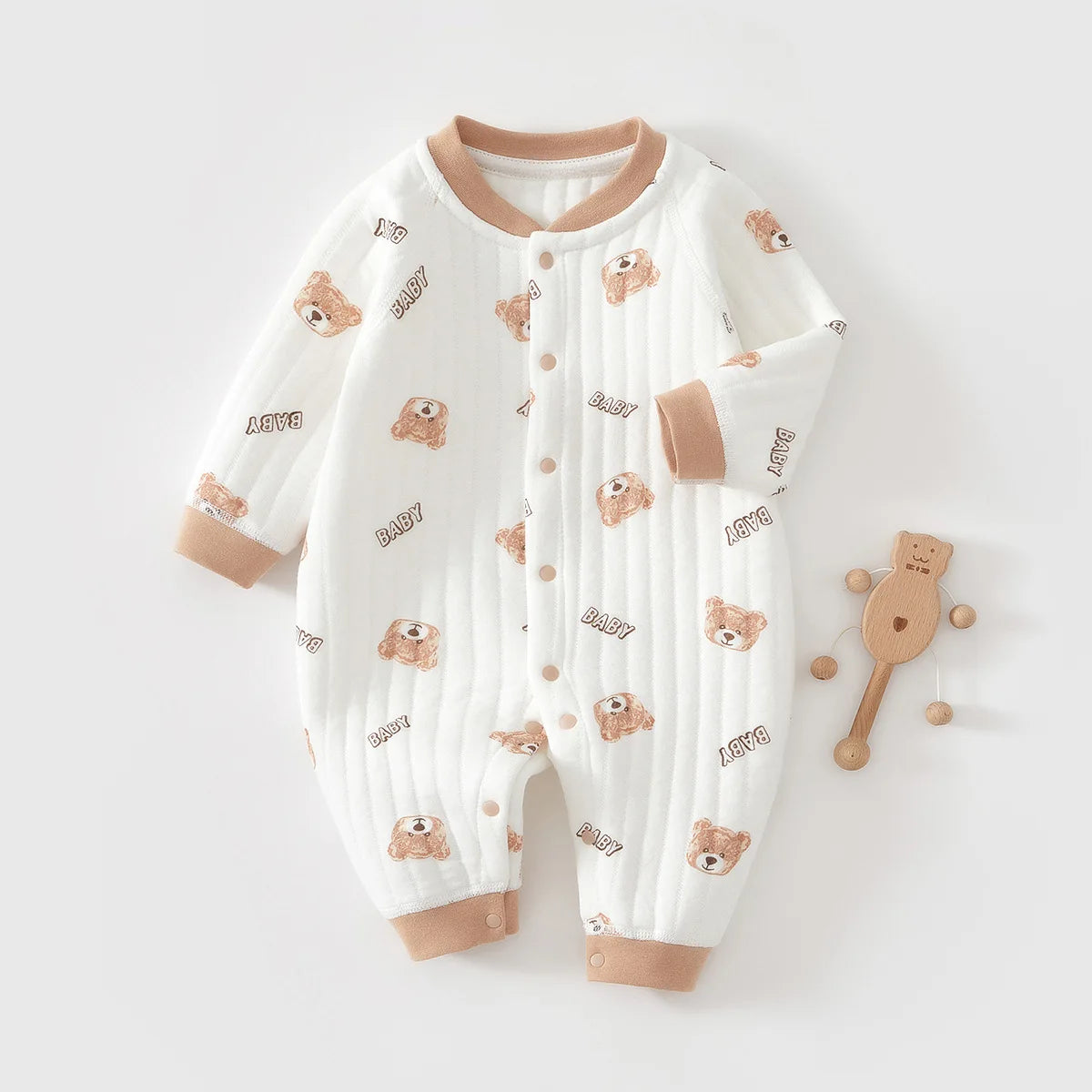 My Little Bear Quilted Cozy Warm  Baby Romper
