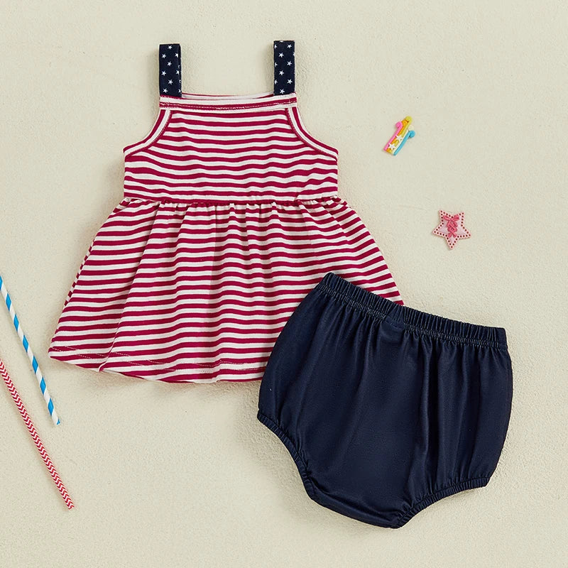 "Stars and Stripes" 2 PC Dress and Bloomer Set