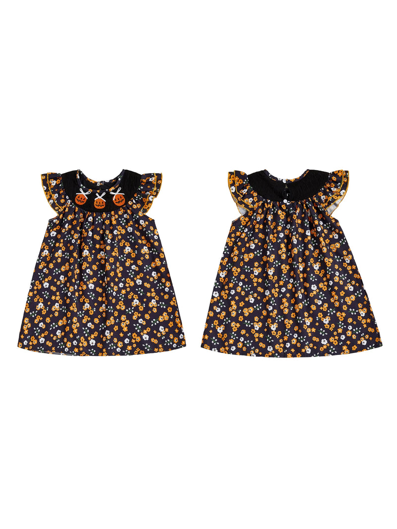 Pumpkins and Bows Fall Dress for Little Girls