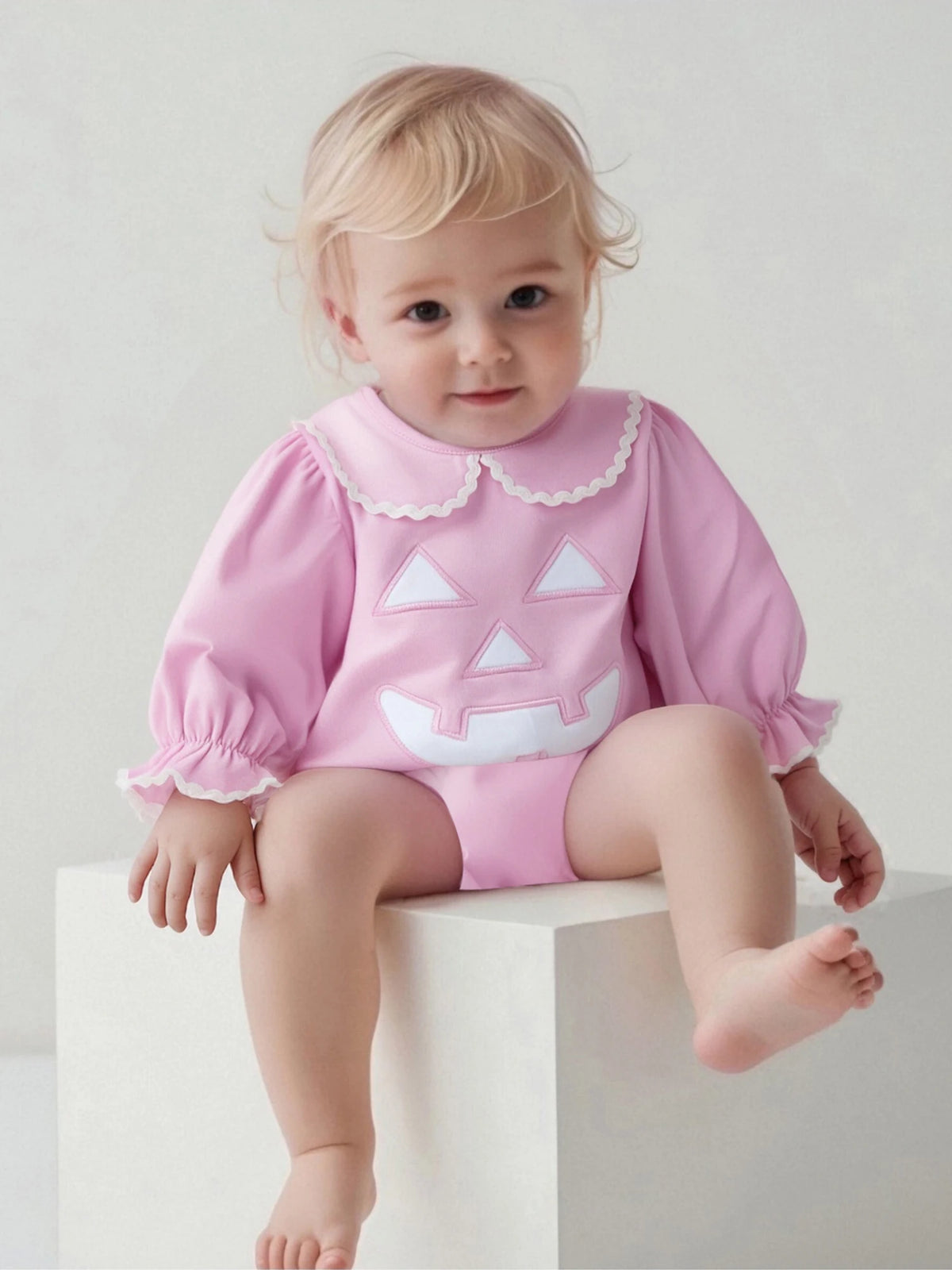 Pumpkin Petootie Little Girl Romper - Palm Beach Pink