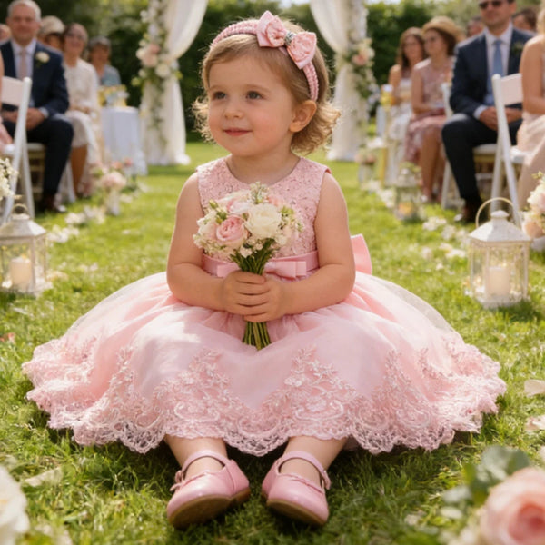 Lauren Lace Special Occasion Dress With Headband - The Palm Beach Baby Estimated 14 - 25 Day Shipping