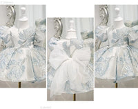 Claire Party Dress Brocade With Puff Sleeves For Girls - The Palm Beach Baby Estimated 12 - 20 Day Shipping