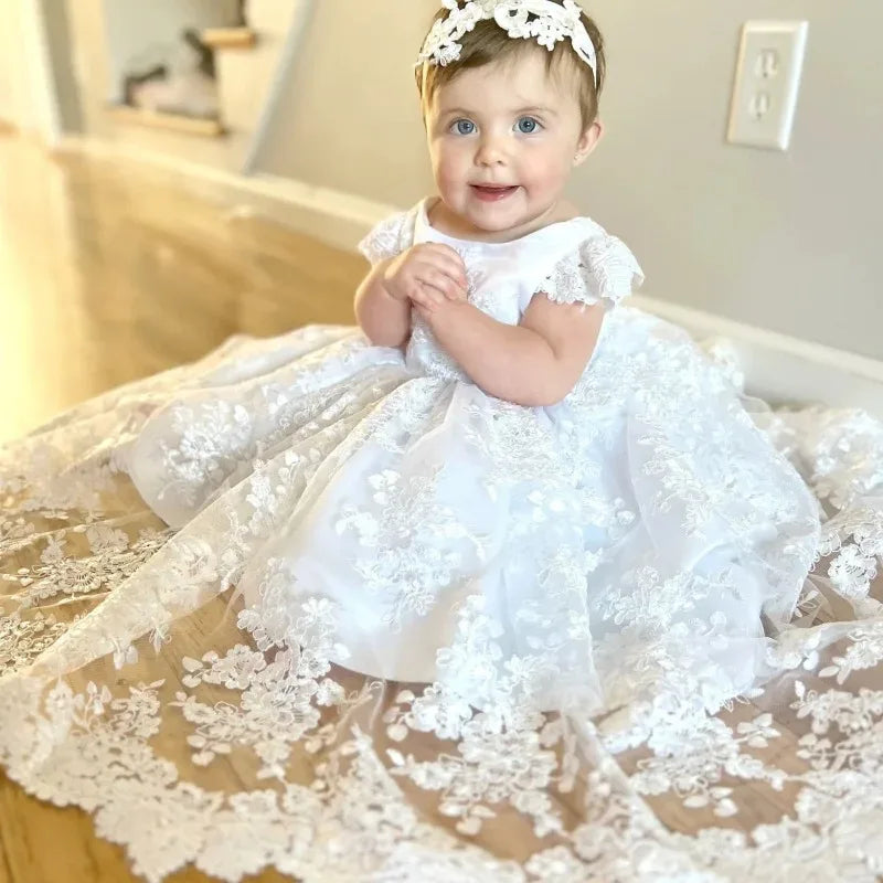 Corine Elegant Lace Special Occasion Gown 3 mos to 14 yrs.