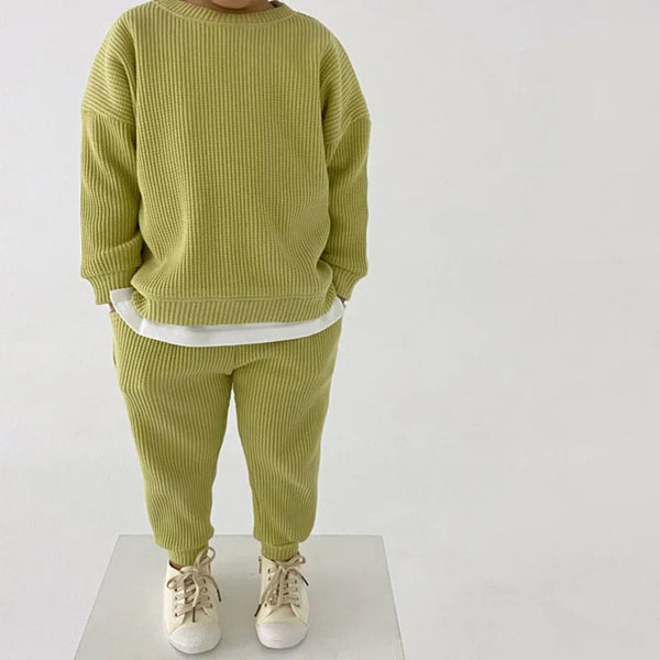 Bryce 2 Piece Childrens Fashionable Waffle Knit Set - 6 Trendsetting Colors - The Palm Beach Baby Esrimated 13-19 Day Shipping
