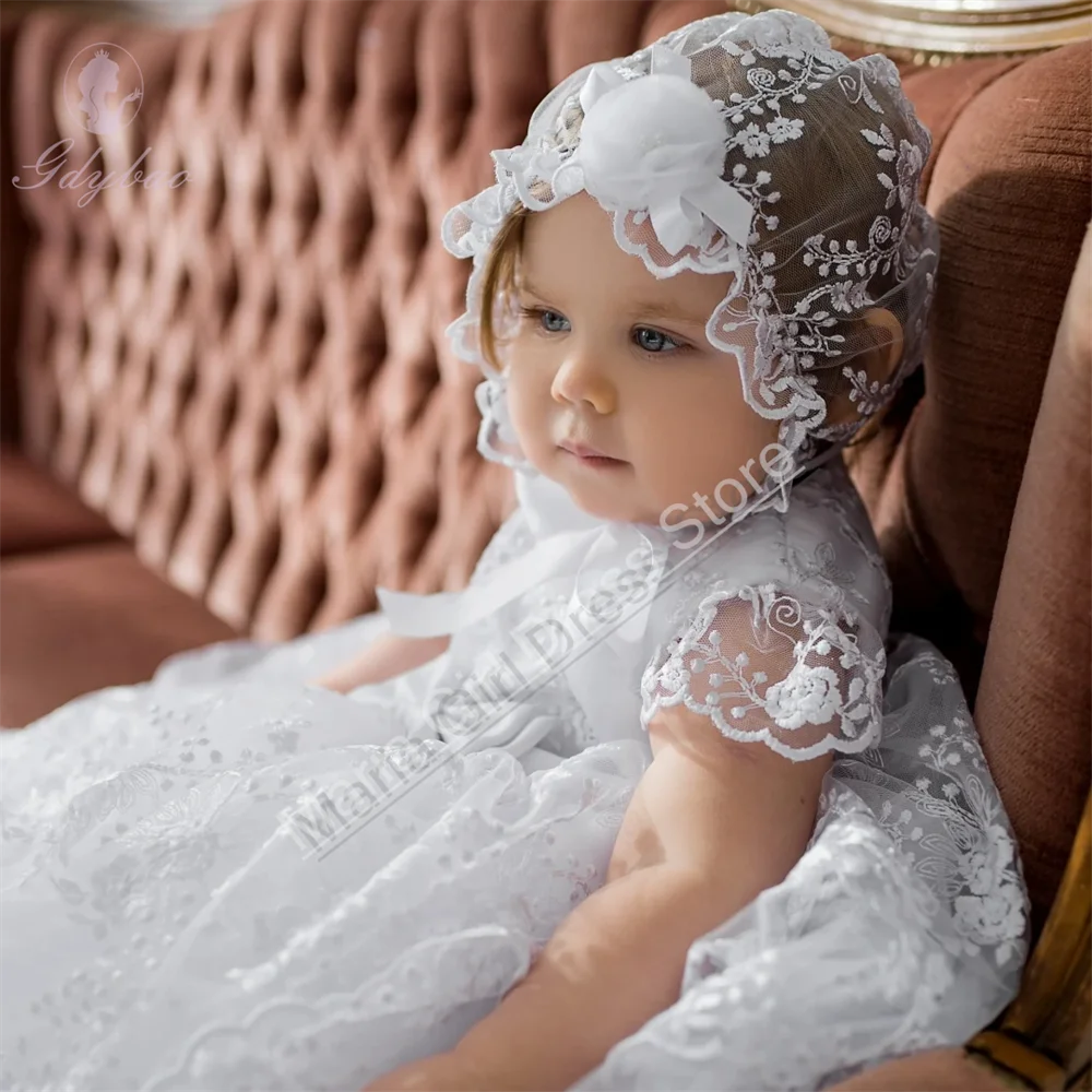 Lucee White Lace Tiered Special Occasion Gown for Girls