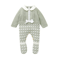 Madeline Baby Knitted Romper in Sage Green - Warm, Stylish, and Comfy for 0-9 Months - The Palm Beach Baby