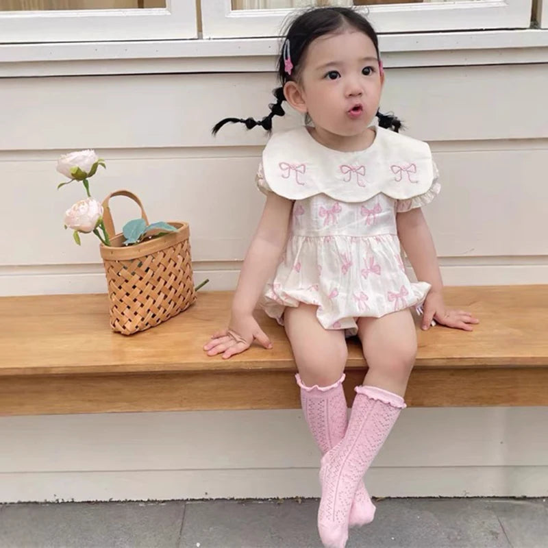 Bow Baby Bubble - Sweet Lace Collar - 3 to 24 Months