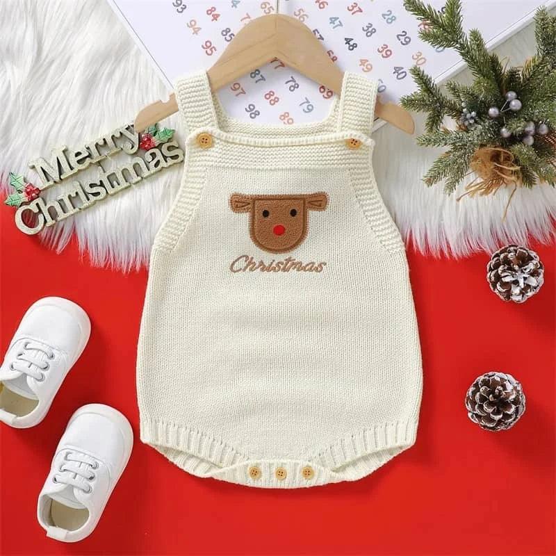Happy Holidays Embroidered Knit Baby Bubble Overalls - The Palm Beach Baby