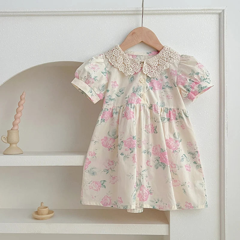 Sweet Celina Polly Pink Floral Lace Collared Dress - The Palm Beach Baby Estimated 15 - 20 Shipping