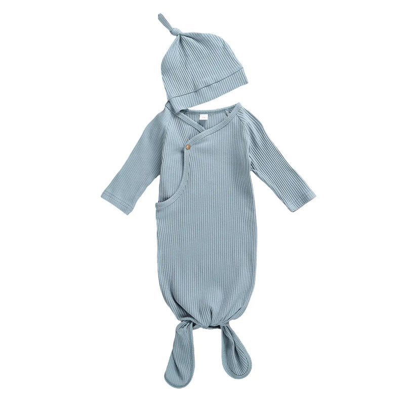 "Logan"  Knitted Swaddle Gown Set - 4 Colors