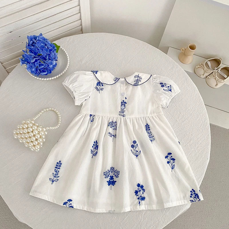Bleu Fleurs Peter Pan Collared Girls Summer Frock - The Palm Beach Baby Estimated 12 - 20 Day Shipping
