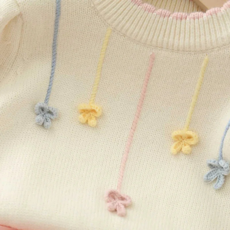 Little flowers Fluffy Tulle Skirt 2 PC Outfits  -  3 Colors