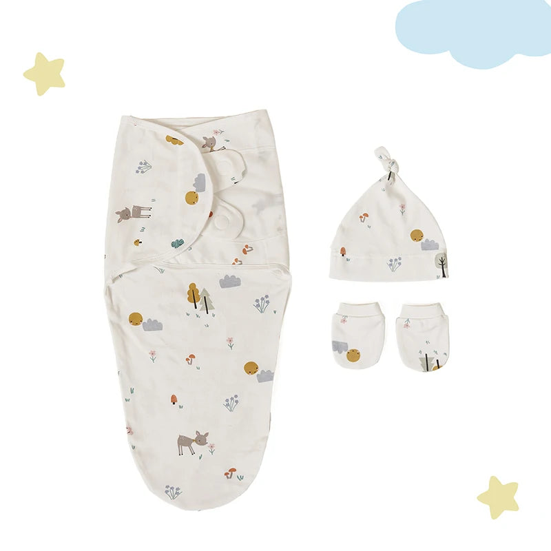Cozy Baby Swaddle Set featuring delightful scenery patterns, ensuring a tranquil sleep environment for babies.