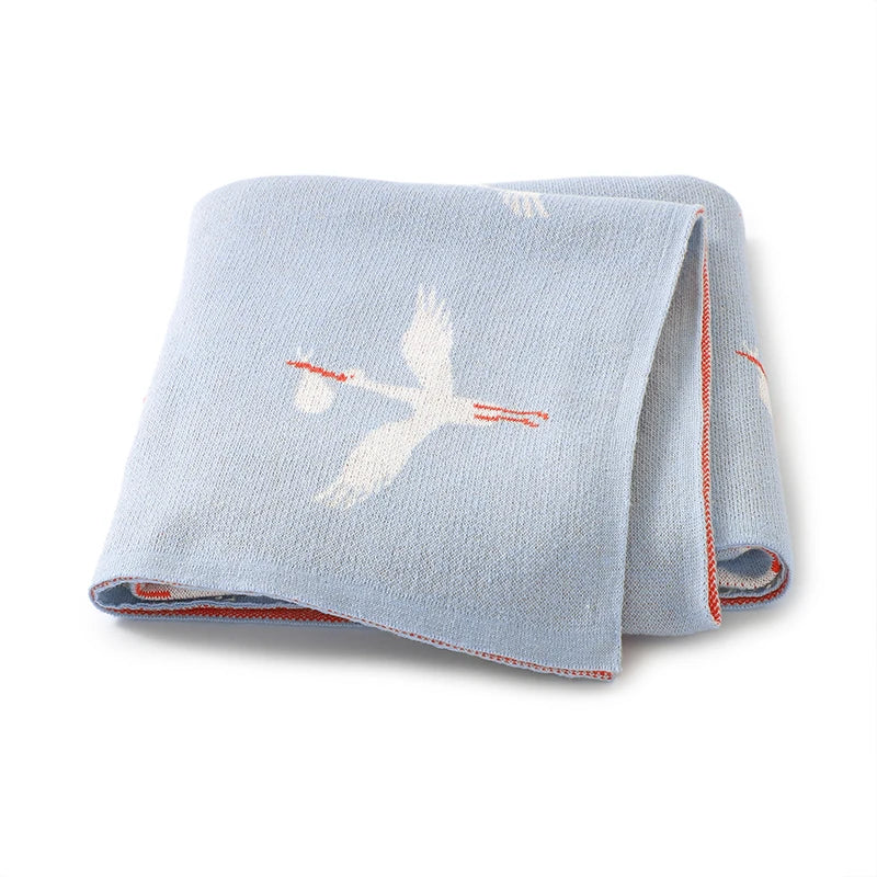 "Little Storks" Children's Knit Blanket - 6 Colors