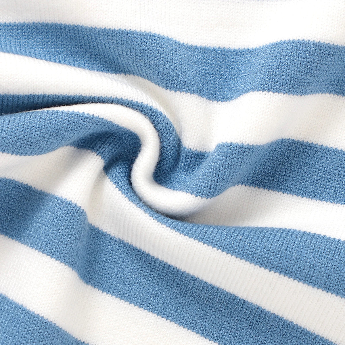 Close-up of blue and white striped fabric